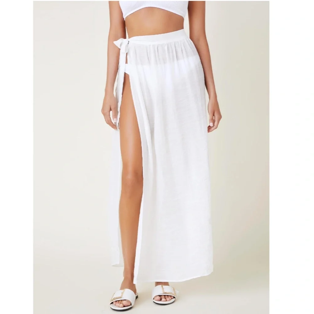 White Sarong Skirt Tie Side - Picture 4 of 15